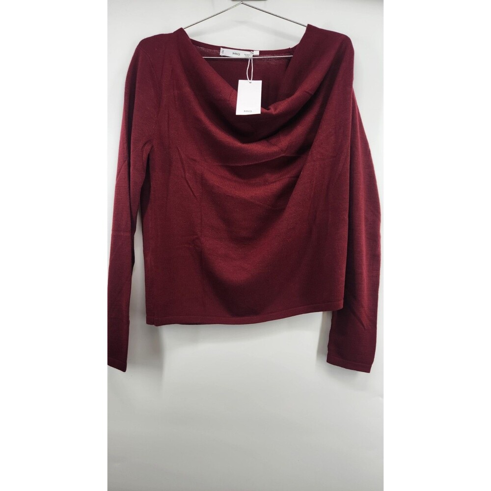 NWT Mango MNG Womens Medium Red Draped Neck Sweater